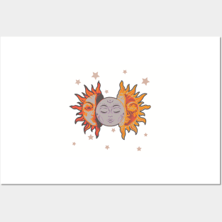 Star child of the moon and sun ( jade green bg, matte 2 version) Posters and Art